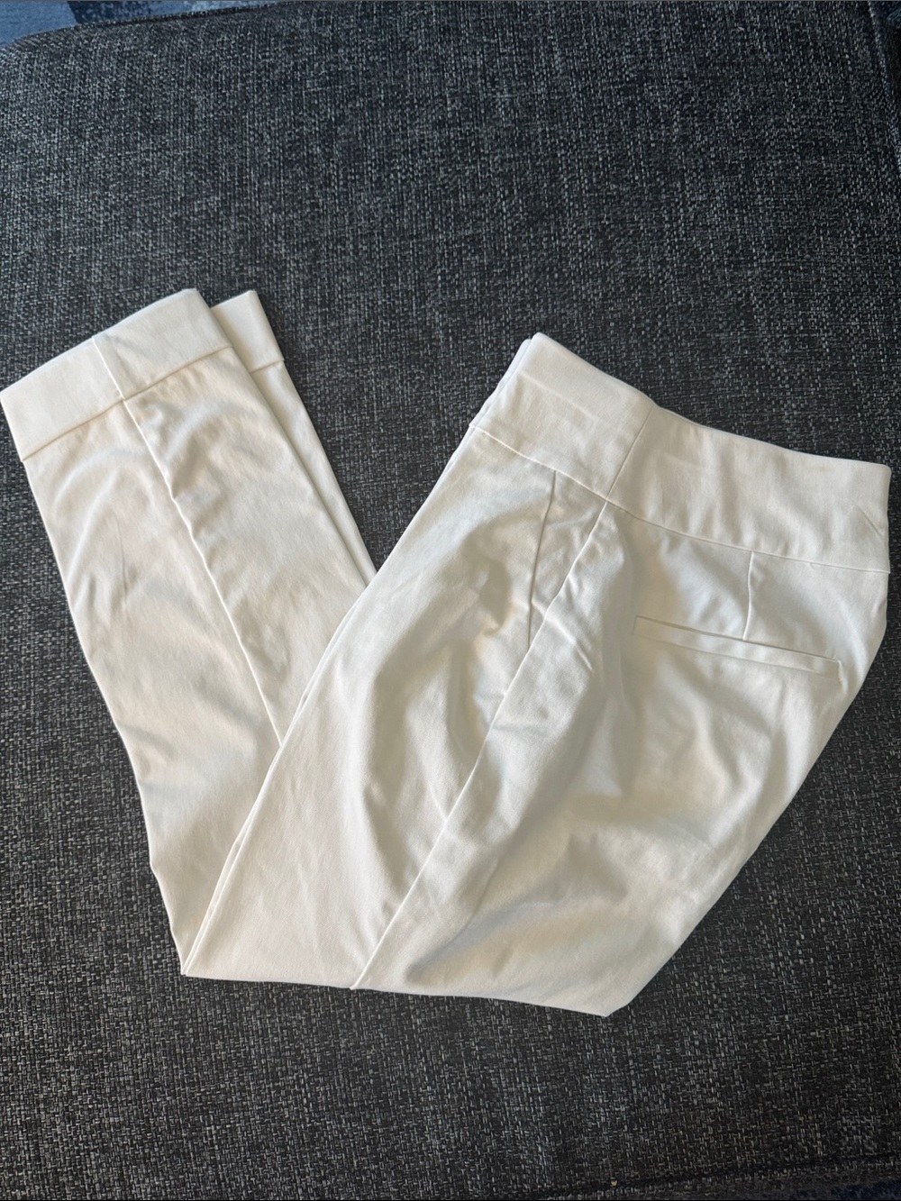 Ankle White Tailored Stretch Pants
